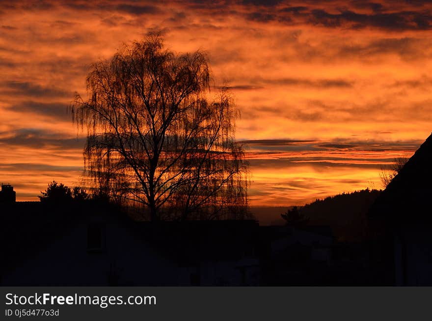 Sky, Red Sky At Morning, Afterglow, Sunset