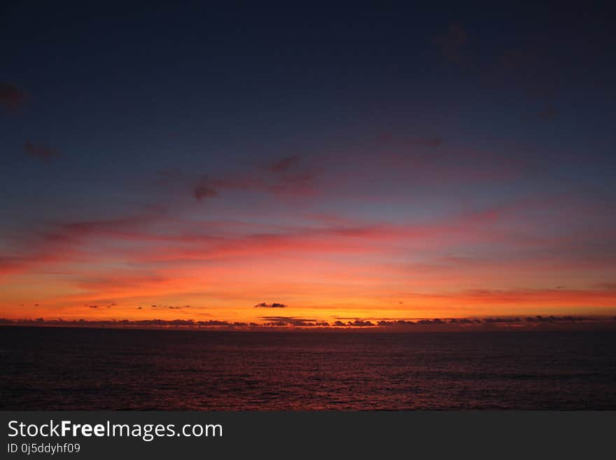 Sky, Horizon, Afterglow, Red Sky At Morning