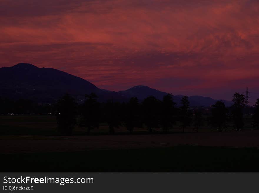 Sky, Red Sky At Morning, Afterglow, Dawn