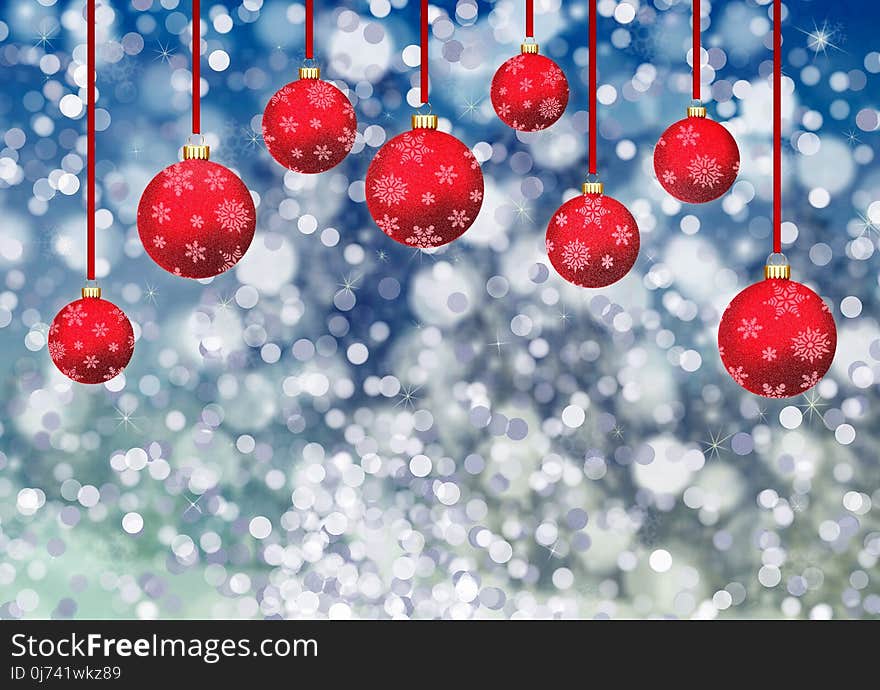 Blue, Red, Christmas Decoration, Christmas