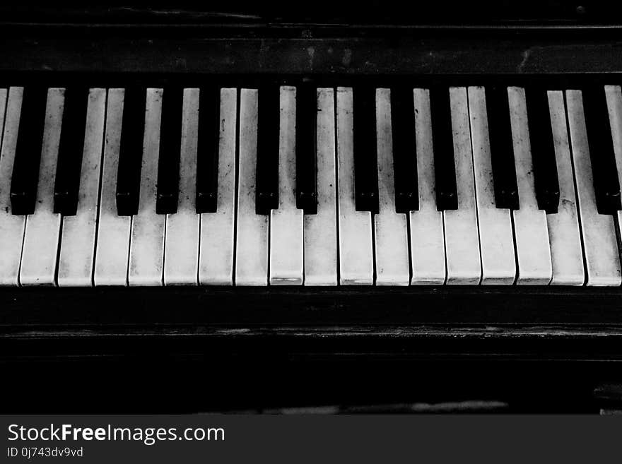 Piano, Musical Instrument, Black And White, Keyboard