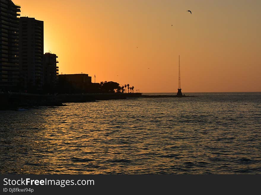 Sea, Horizon, Sunset, Sky