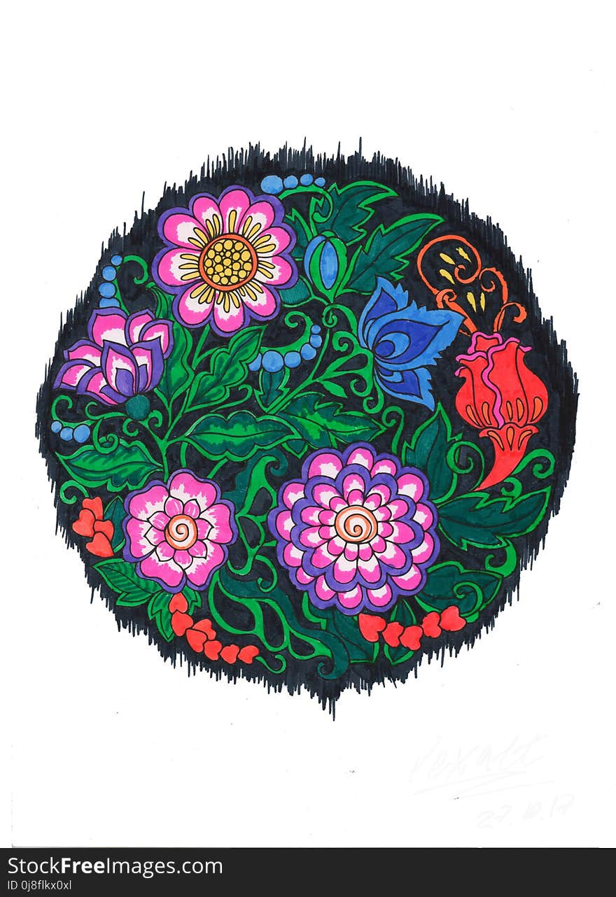 Flower, Circle, Plant, Illustration