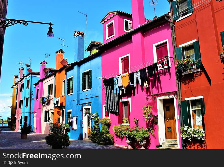 Town, Pink, Neighbourhood, House