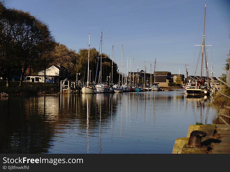 Marina, Waterway, Water, Reflection