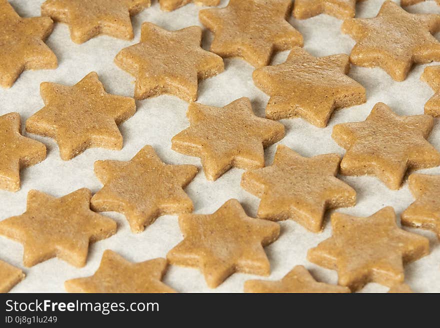 Biscuit cookies. Baking dessert. Ready dough. White background. Homemade ginger.