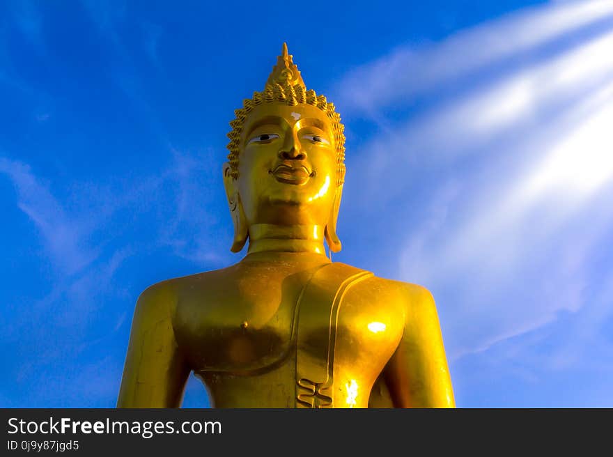 Sky, Statue, Yellow, Gautama Buddha