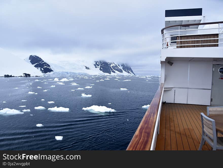 Cruise ship on ice water