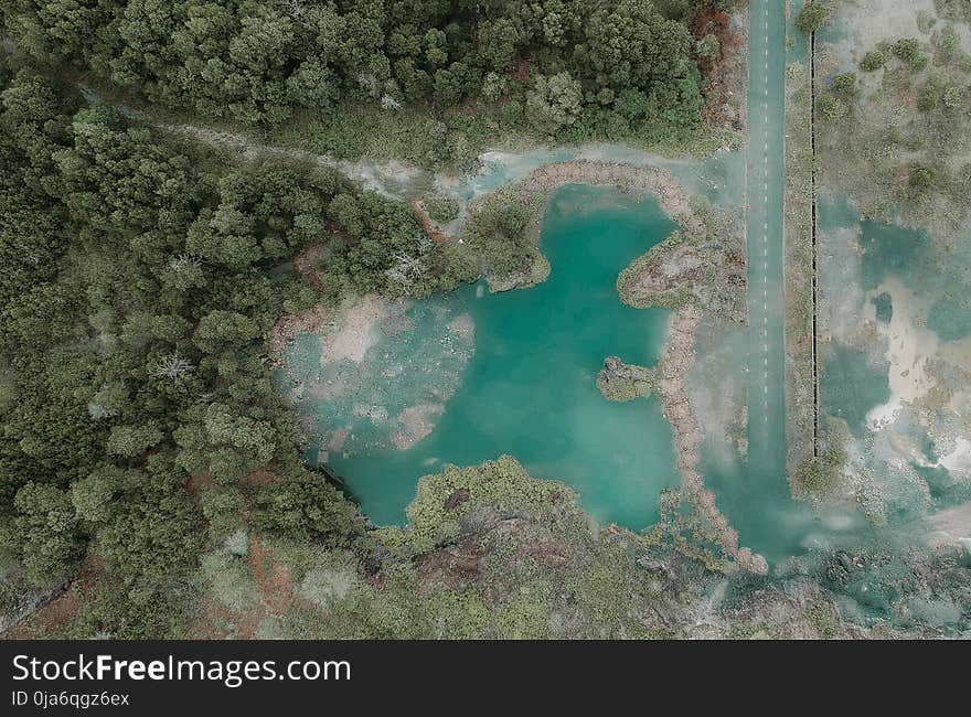 Aerial Photography Of Blue Lake