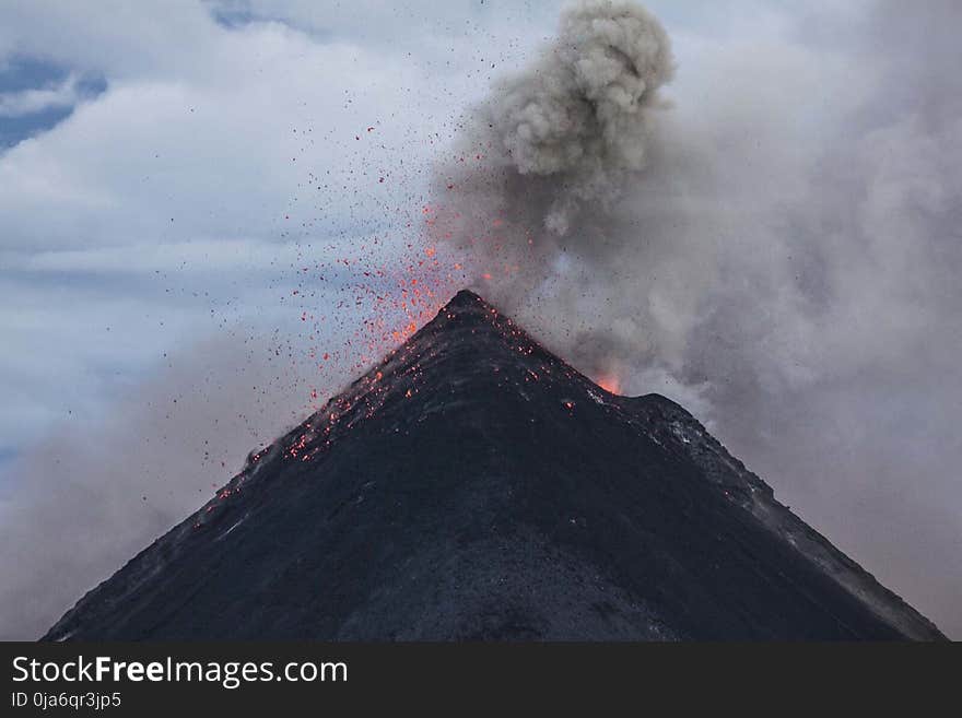 Eruption of Volcano during Dawn