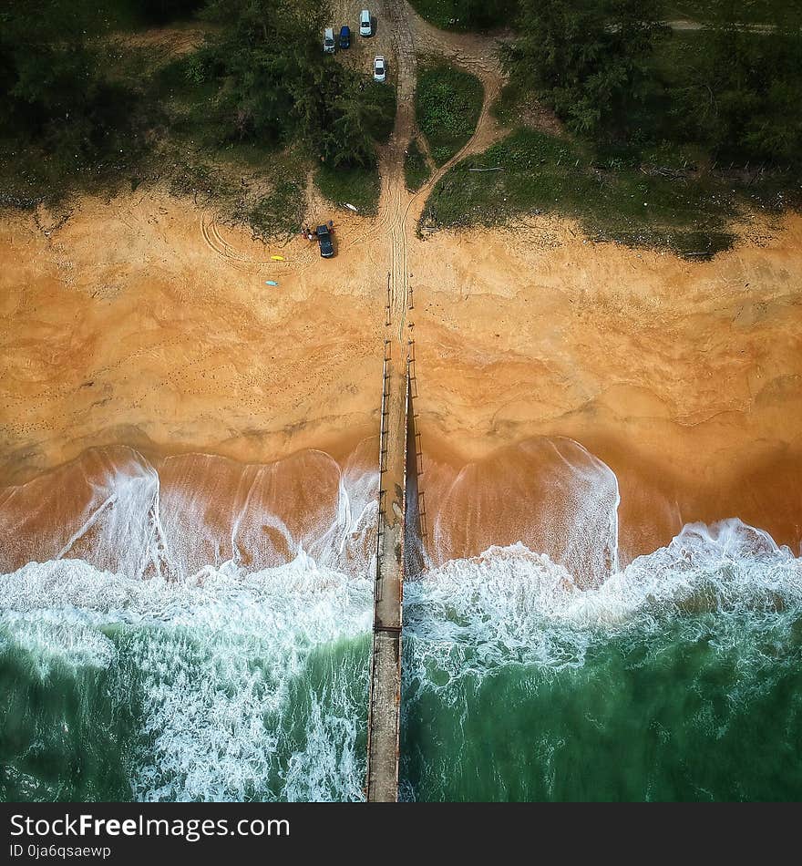 Four Cars Near the Body of Water