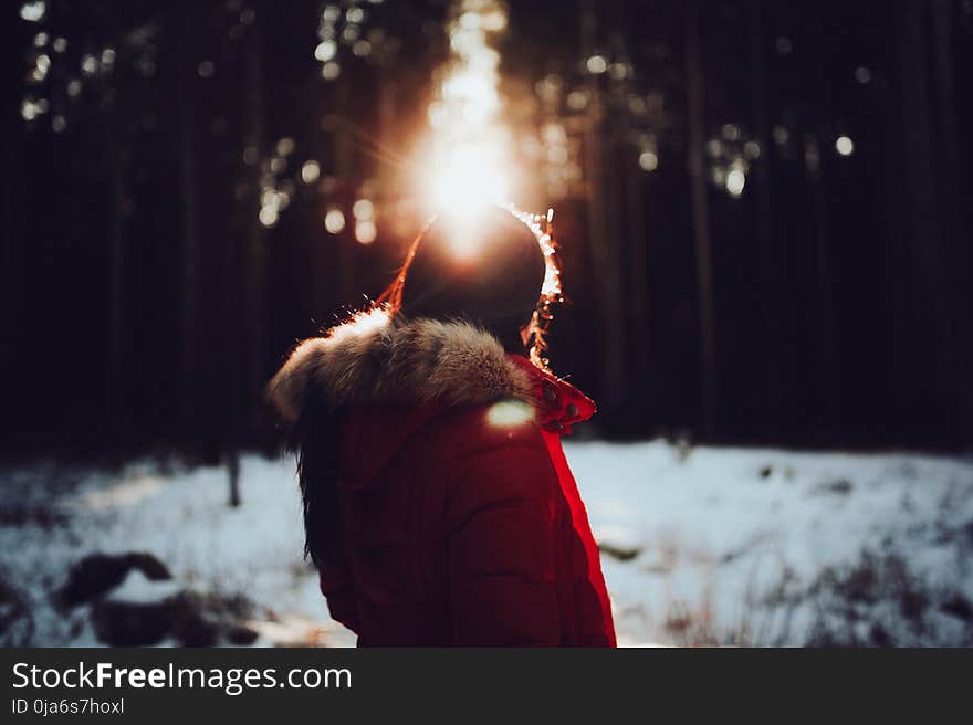 Woman in Red Coat Photo Shot during Daylight