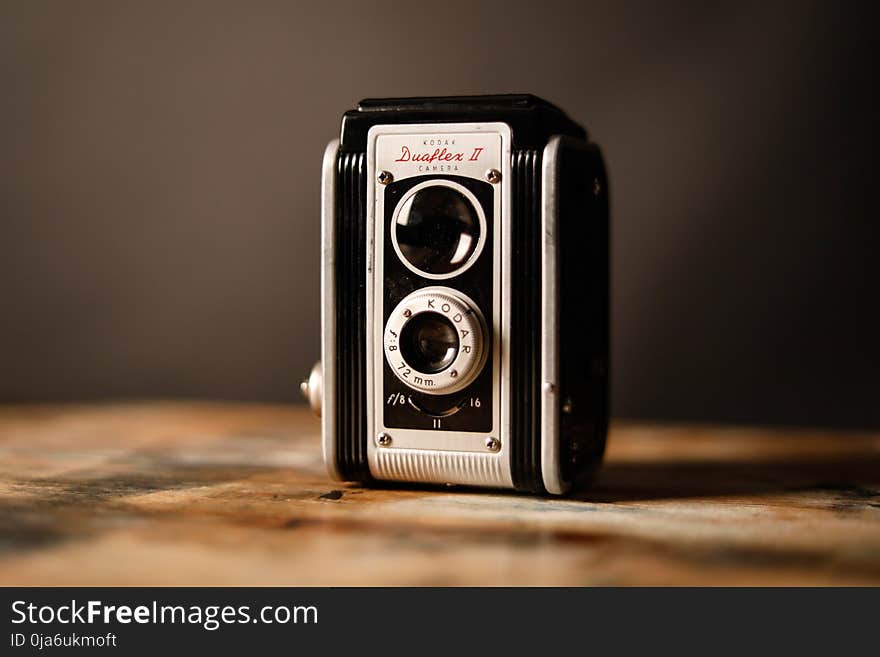 Gray and Black Vintage Camera