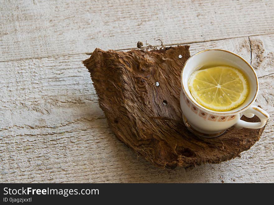 Cup Of Tea On Wooden Table With Space Fot Text