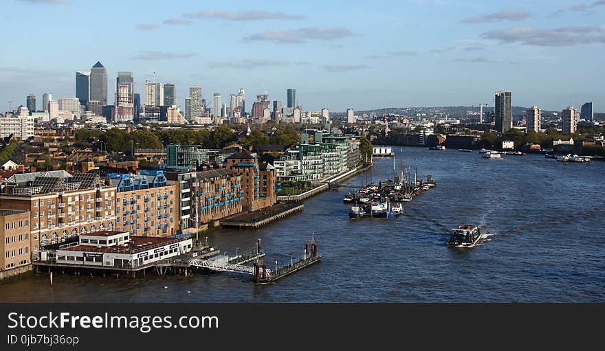 City, Skyline, Waterway, Cityscape