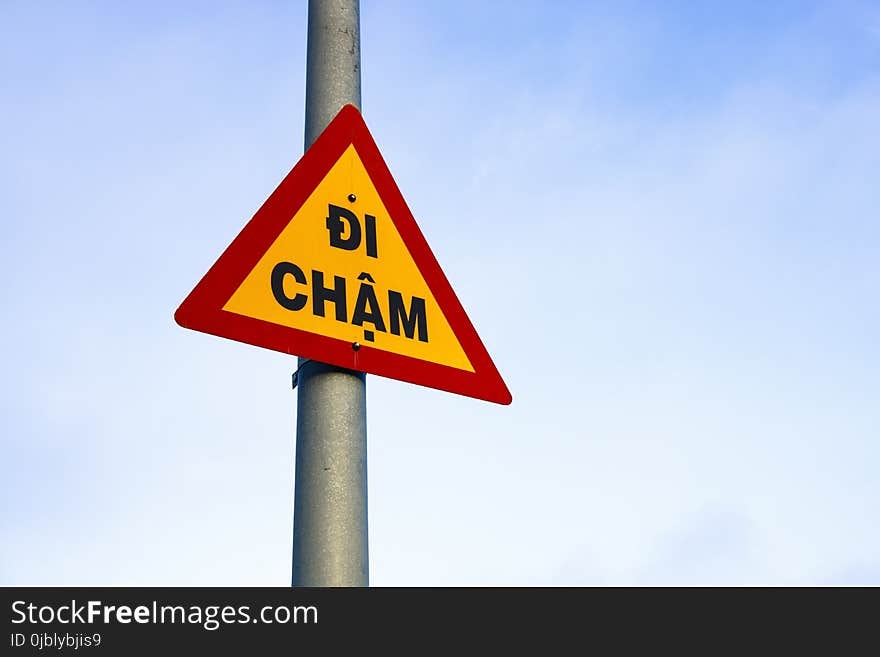 Yellow, Sky, Sign, Signage