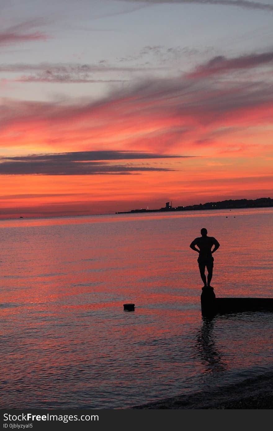 Sunset, Sky, Sea, Horizon