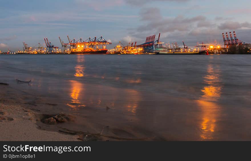 Waterway, Sea, Port, Container Ship