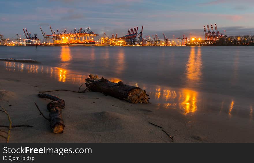 Waterway, Evening, Sunset, Shore