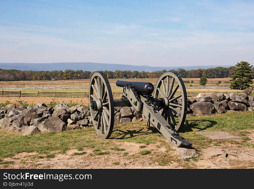 Cannon, Rural Area, Landscape, Field