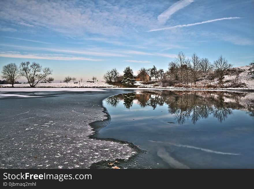 Reflection, Water, Sky, Winter