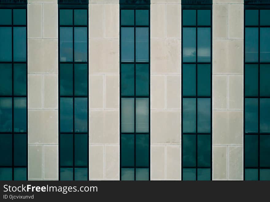 Beige and Blue Tiled Surface