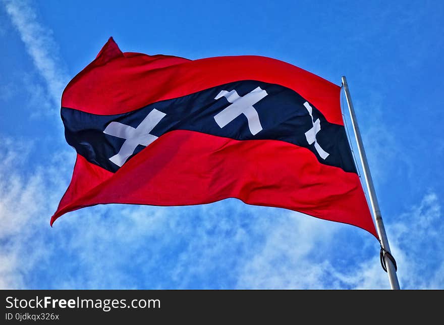 Sky, Flag, Wind, Cloud