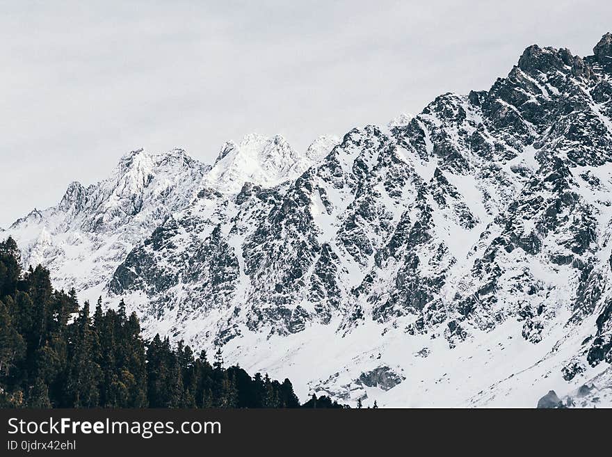 Mountain Cover by Snow at Daytime