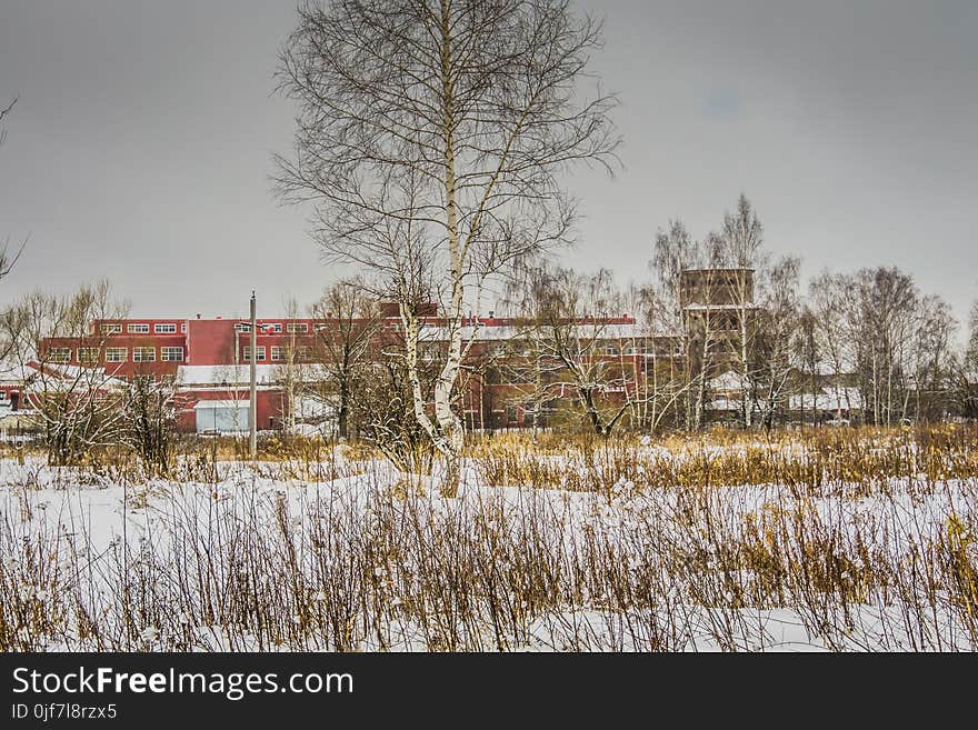 Old factory in the winter