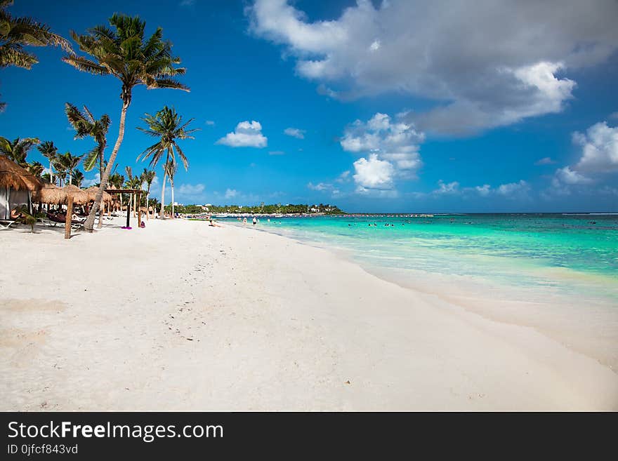 Beautiful white sand beach in Akumal, Mexico.