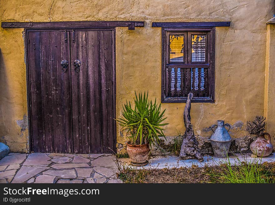 Yellow, Wall, Door, House