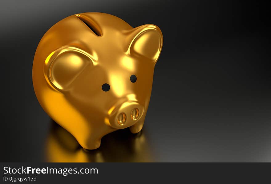 Yellow, Head, Piggy Bank, Gold