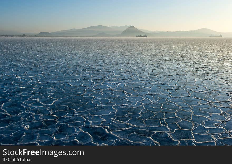 Pattern on the ice of the frozen sea.