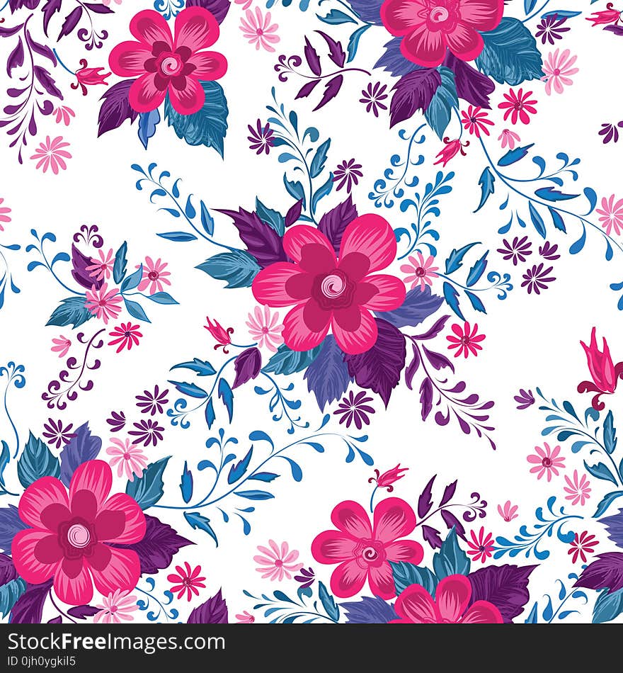 Floral seamless pattern. Flower background. Flourish ornamental summer wallpaper with flowers. Floral seamless pattern. Flower background. Flourish ornamental summer wallpaper with flowers.