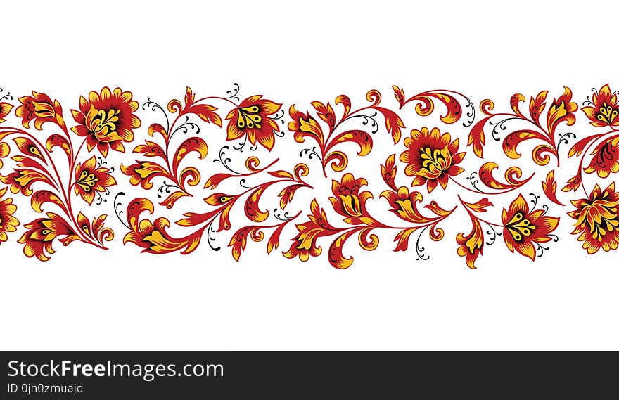 Floral seamless pattern design element. Flower border ornament.