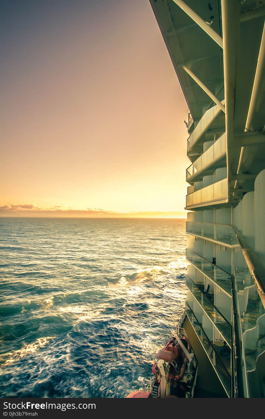 On deck of huge cruise liner ship from seattle to alaska