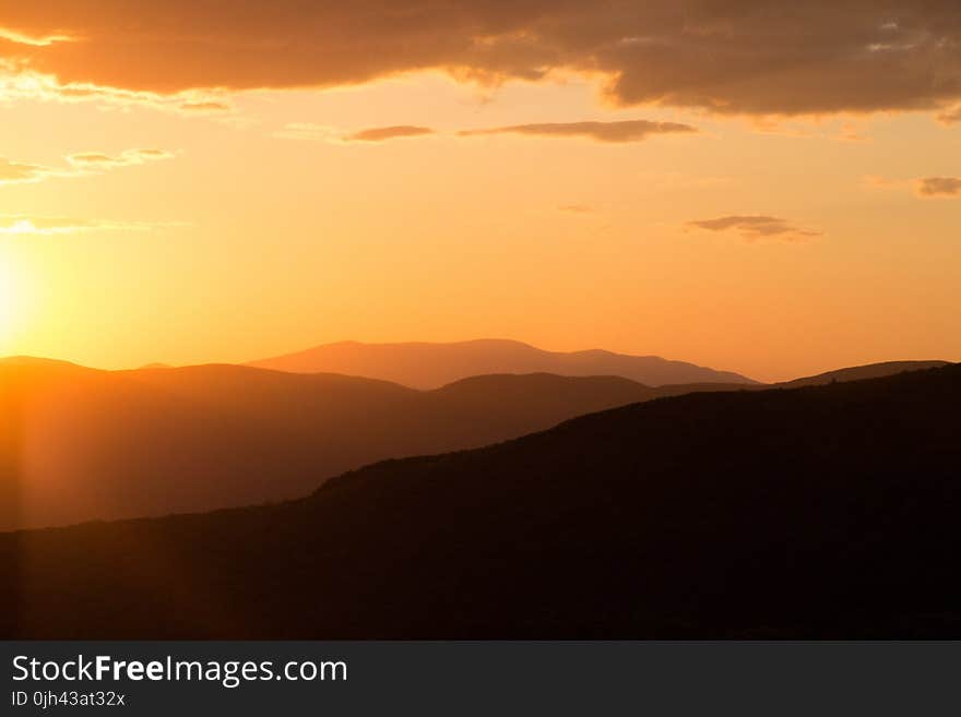 Silhouette of Mountains during Daytime