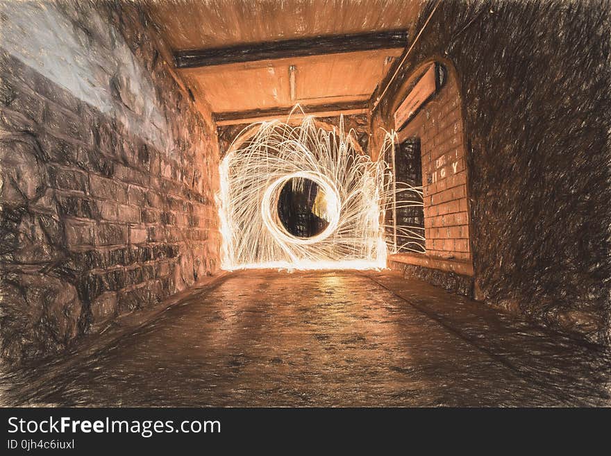 Sparks in Tunnel during Daytime in Time Lapse Photography