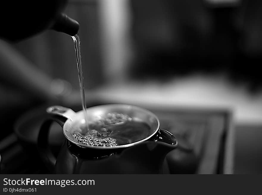 Gray Scale Photo Teapot and Tea Glass