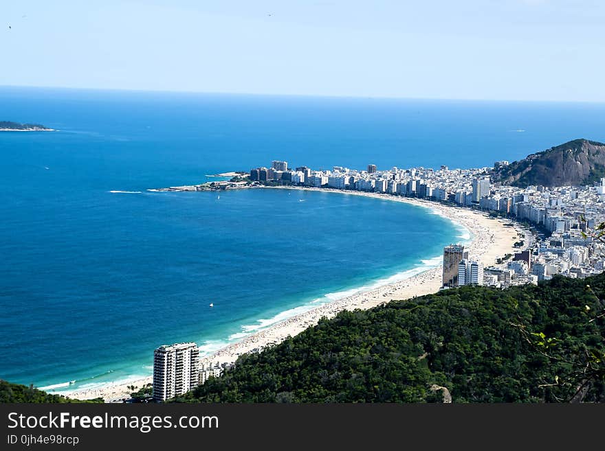 City High Rise Buildings Near Seashore