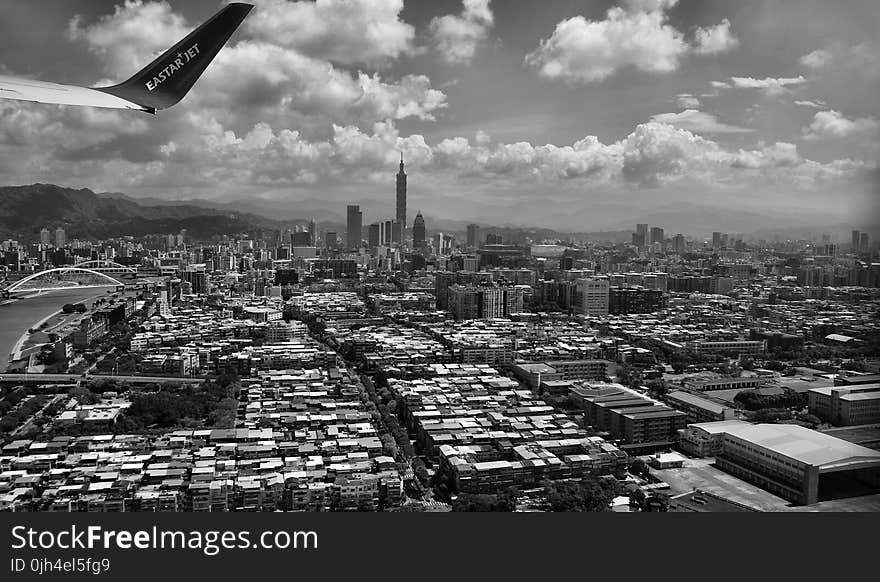 Grayscale Photography of Aerial View of City