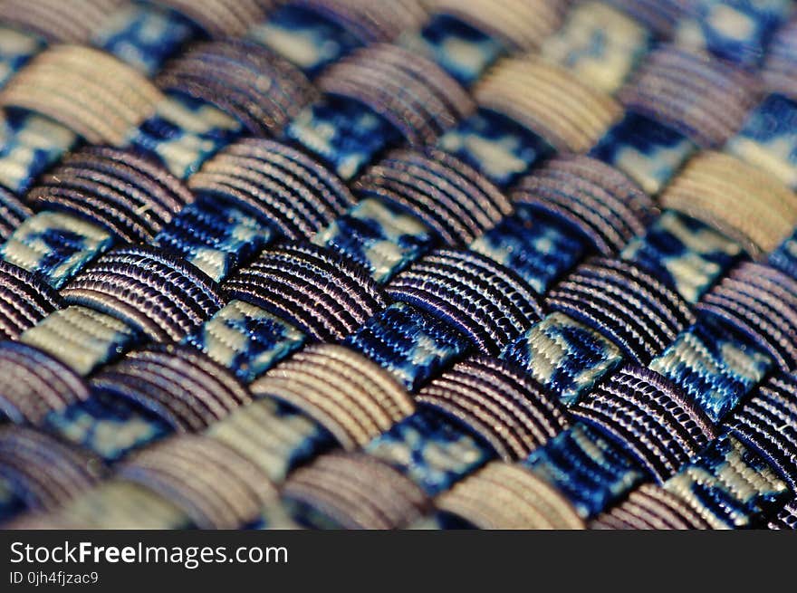 Blue Black and Gold Woven Textile