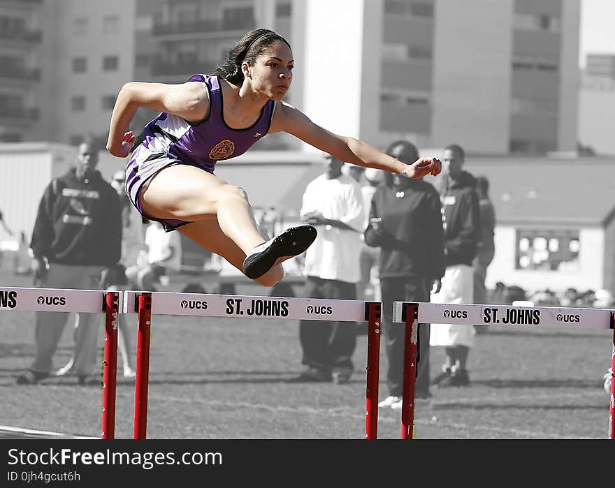 Woman in Purple Tank Top Run Olympics Games