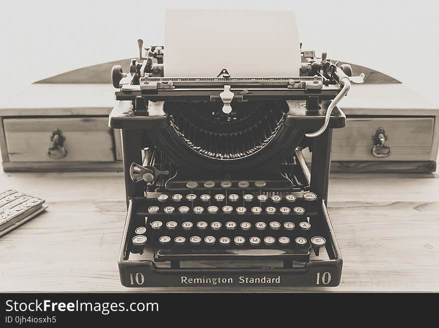 Remington Standard Typewriter in Greyscale Photography