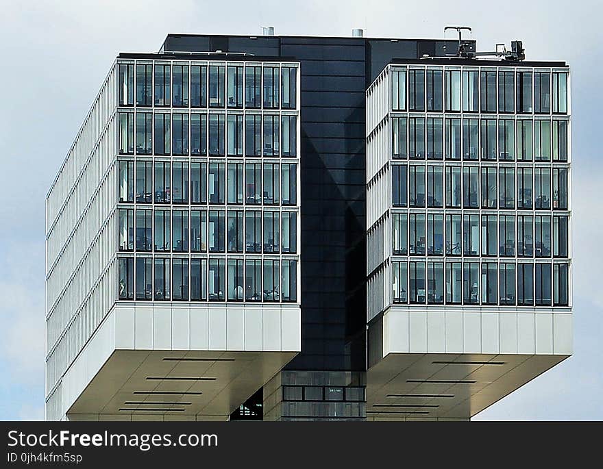 White Glass Window Concrete Separated High Rise Building