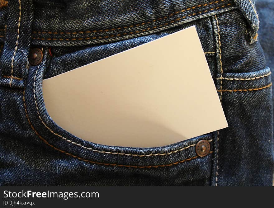 White Card on Gray Denim Pants Pouch