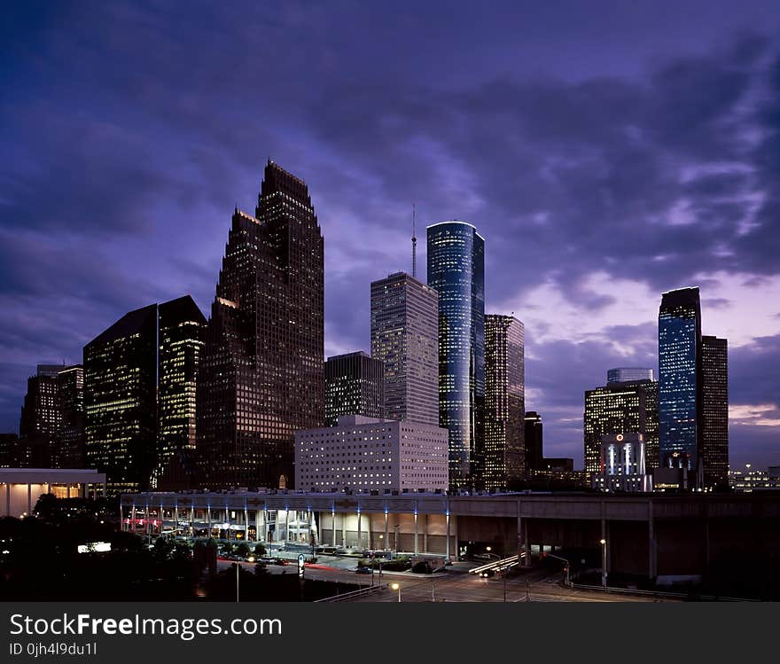 High Rise Building Turn on Lights at Nighttime