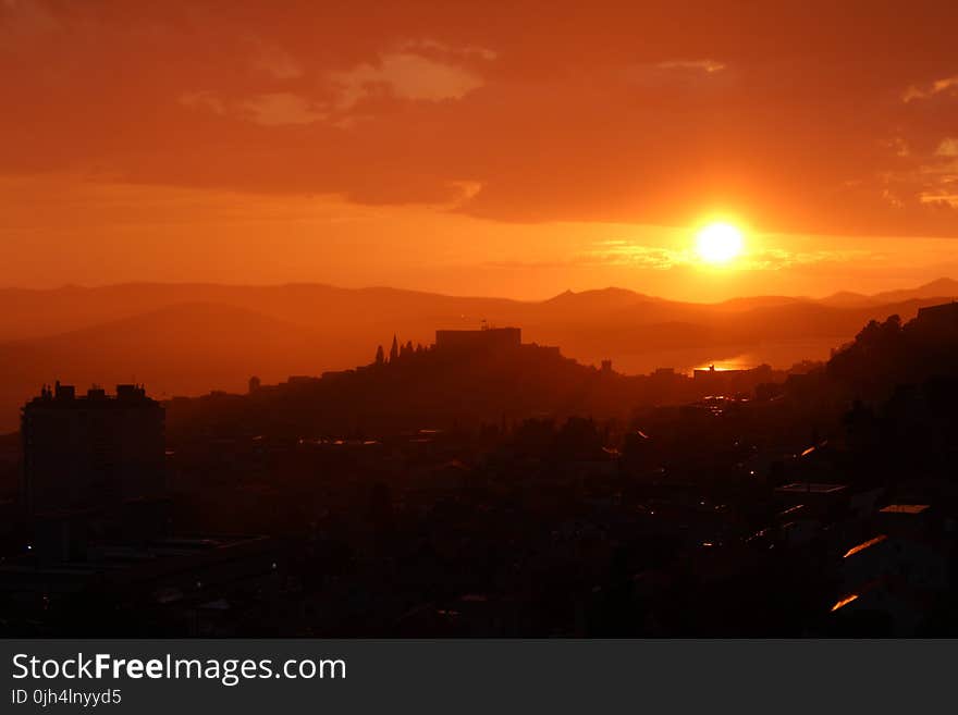 Sunset on Mountain Range