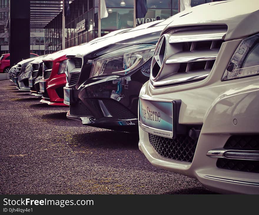 Mercedes Benz Parked in a Row