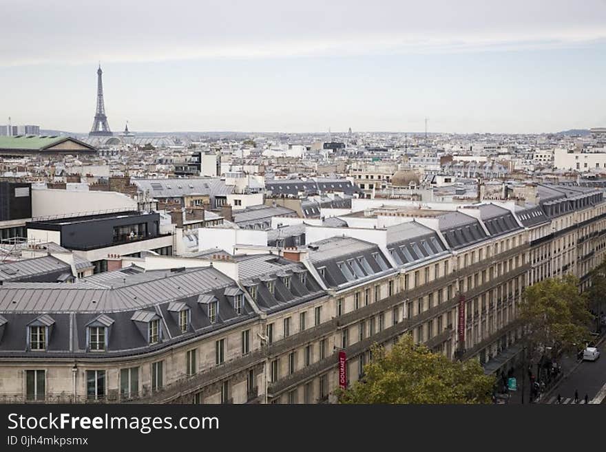 Top View of Paris City and Eiffel Tower